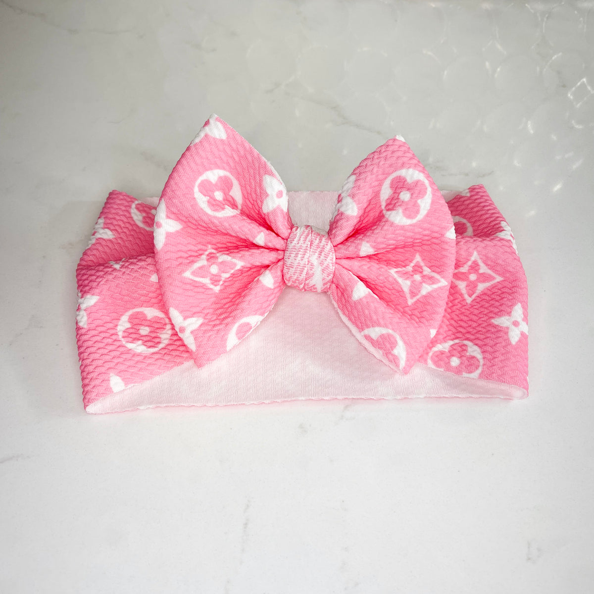 White 4 bow clip with a repurposed authentic Louis Vuitton Ribbon
