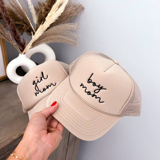 Boy or Girl Mom Tan Trucker