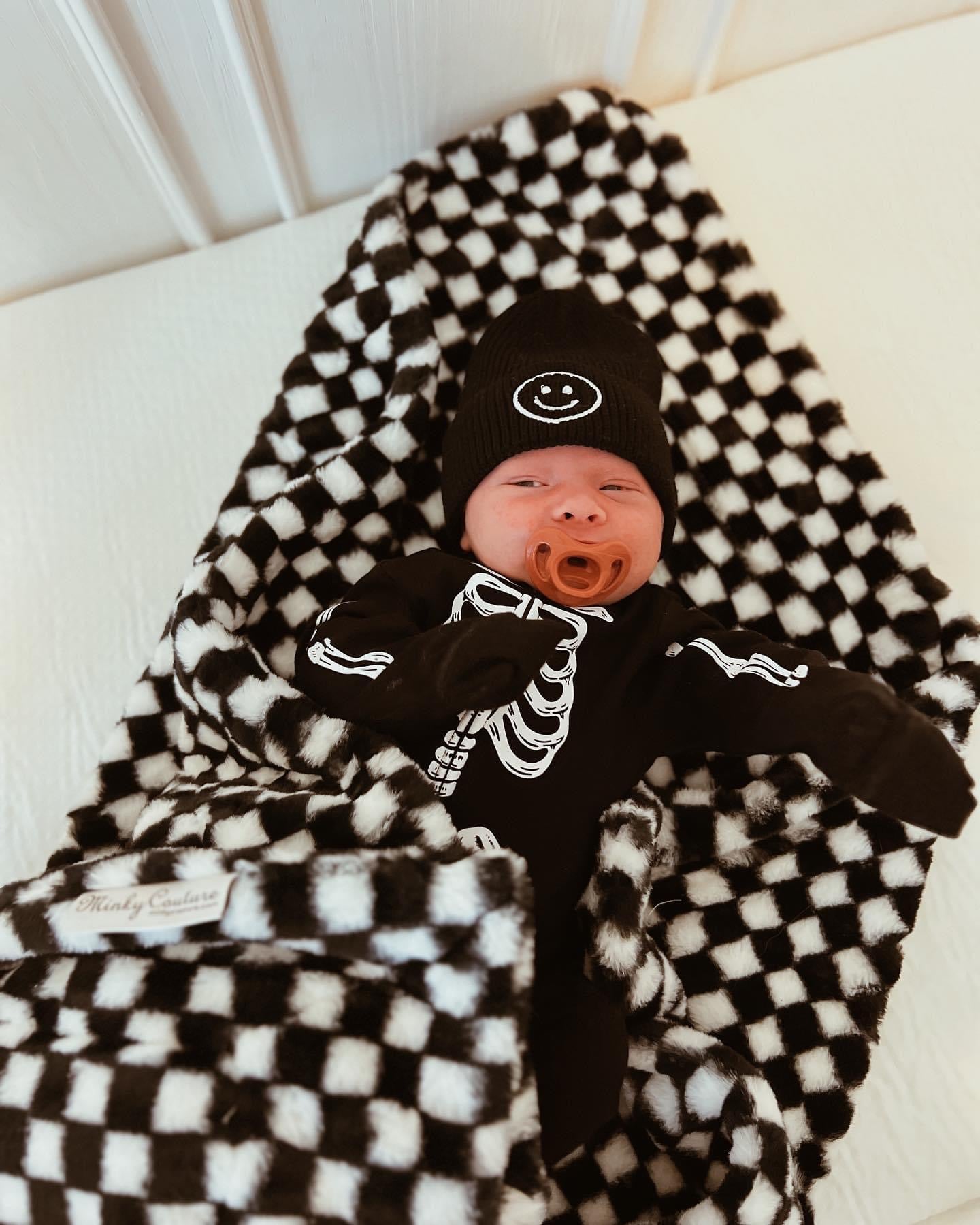 Black or Tan Embroidered Smiley Face Beanie