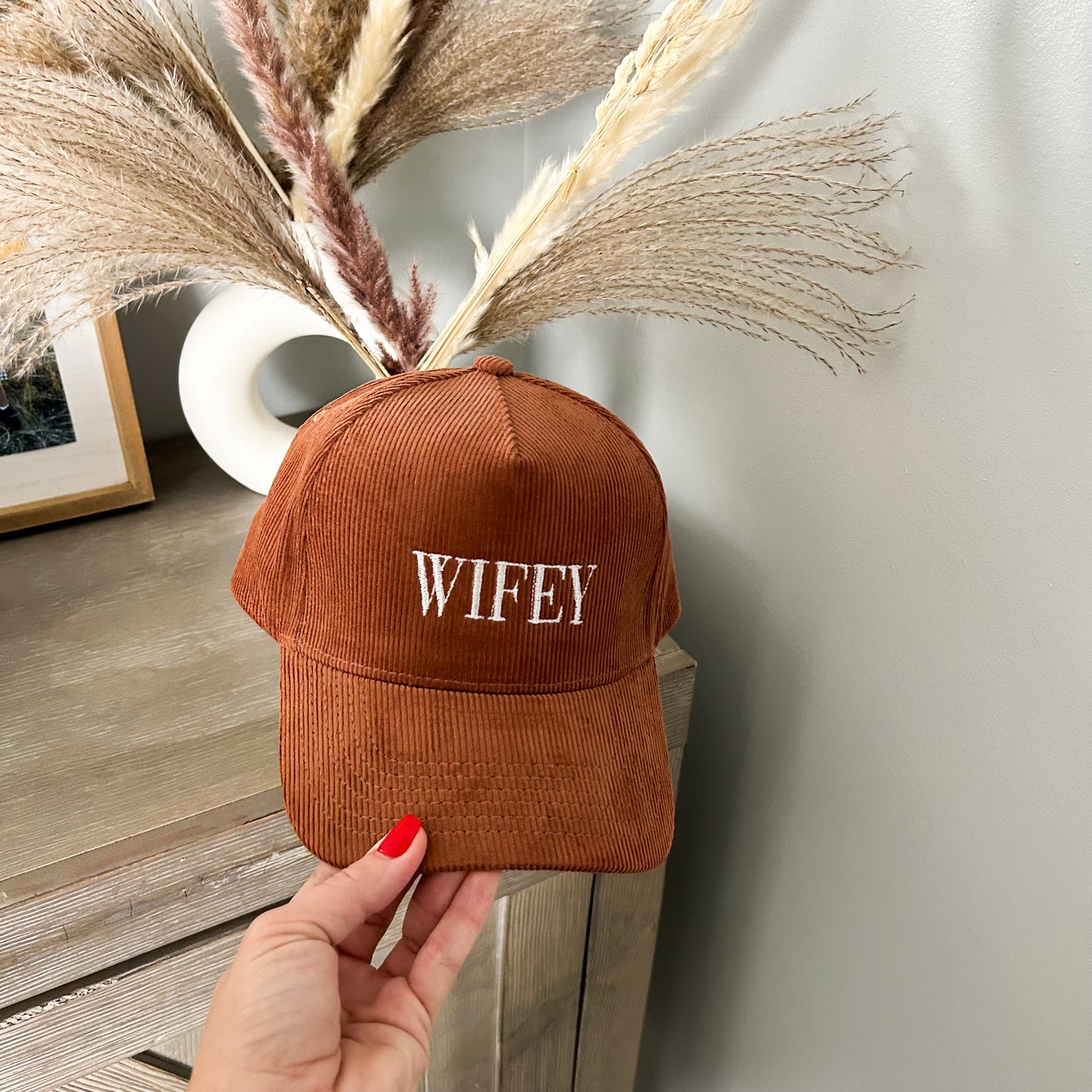 WIFEY Brown Ribbed Corduroy K Frame Snapback